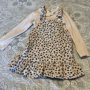 Toddler girls Mayoral corduroy dress with matching T-shirt underneath.